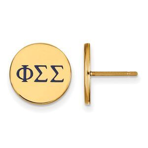 14K Plated Silver Phi Sigma Sigma Enamel Greek Letters Post Earrings
